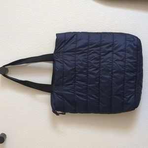 Uniqlo nylon quilted tote bag navy blue